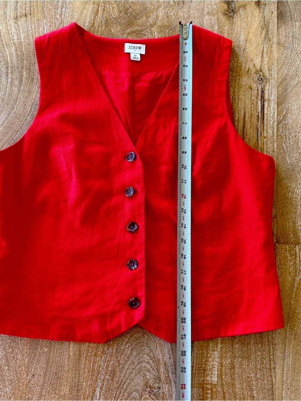 J. Crew Women's Red Linen Blend Vest & Shorts Set - Picture 7 of 12